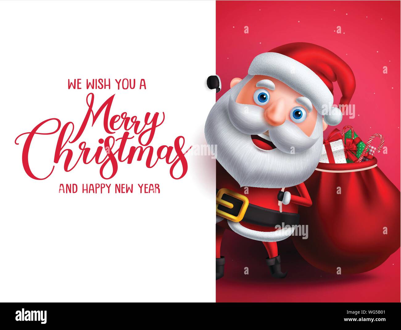Santa claus vector character holding gifts with merry christmas ...