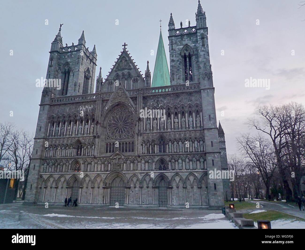 Low Angle View Of Nidaros Cathedral Against Sky Stock Photo
