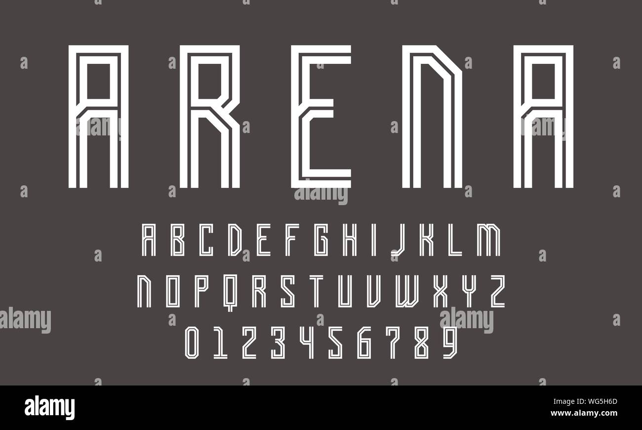 Set of alphabets font letters and numbers modern abstract design with ...