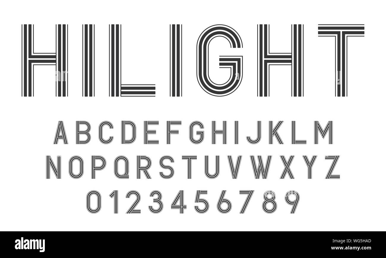 Set of alphabets font letters and numbers modern abstract design with ...
