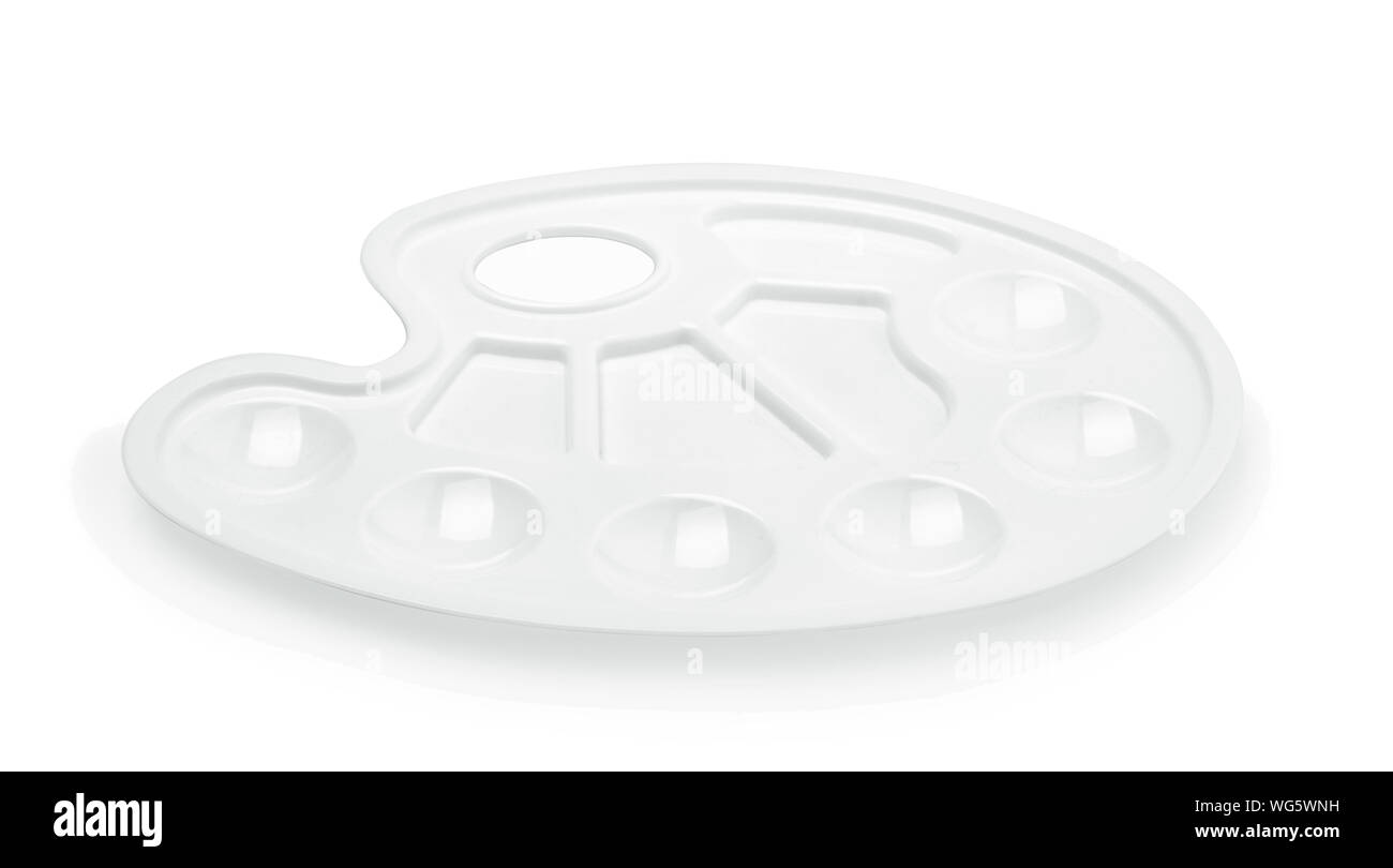 Plastic paint palette isolated on white background Stock Photo - Alamy