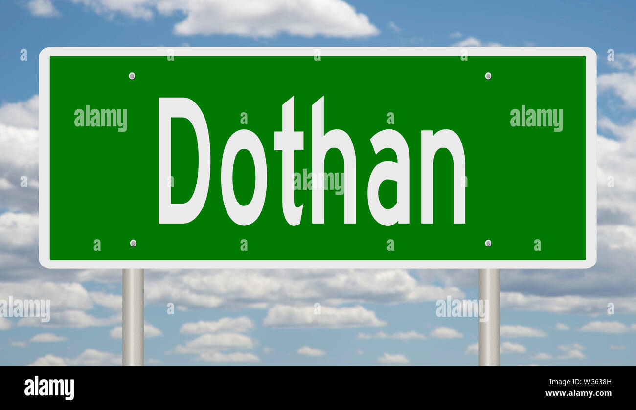 Rendering of a green highway sign for Dothan Alabama Stock Photo Alamy