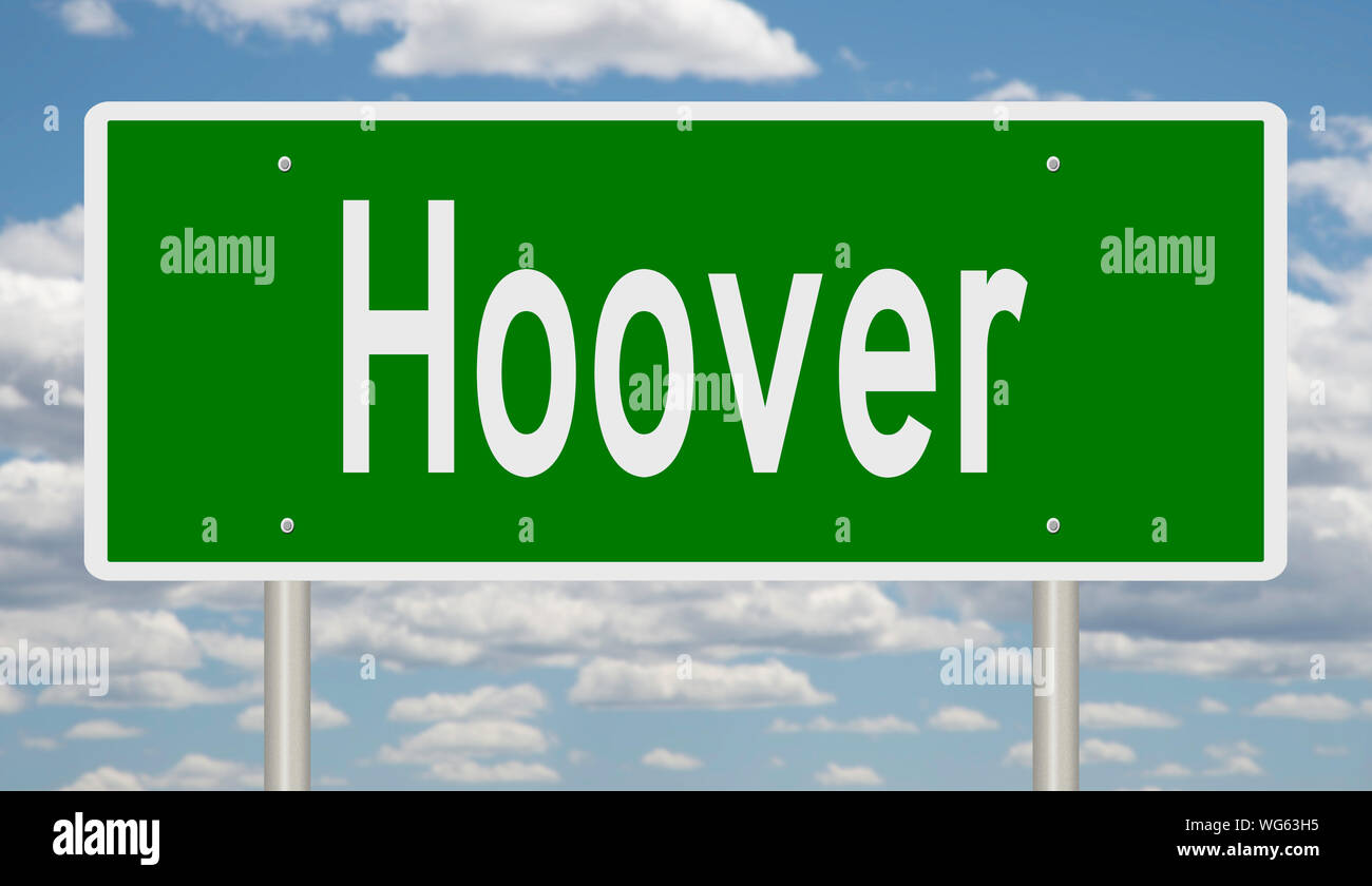 Rendering of a green highway sign for Hoover Alabama Stock Photo Alamy