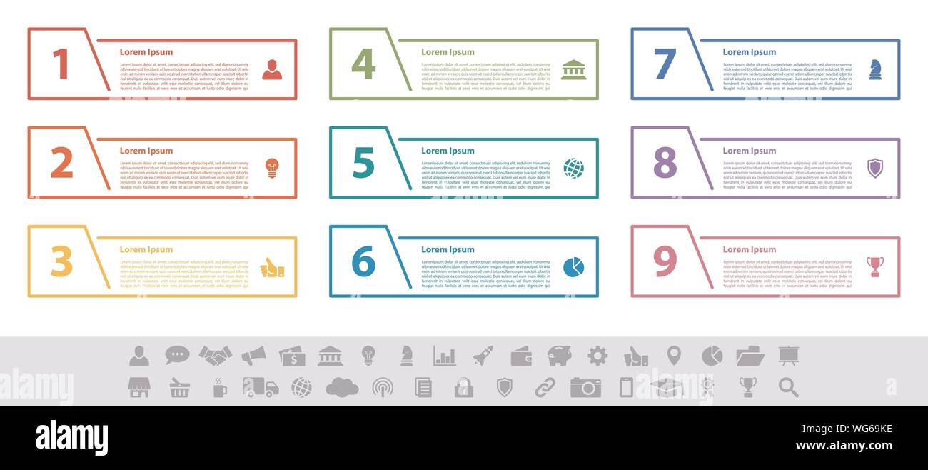 Infographic design business concept vector illustration with 9 steps or ...