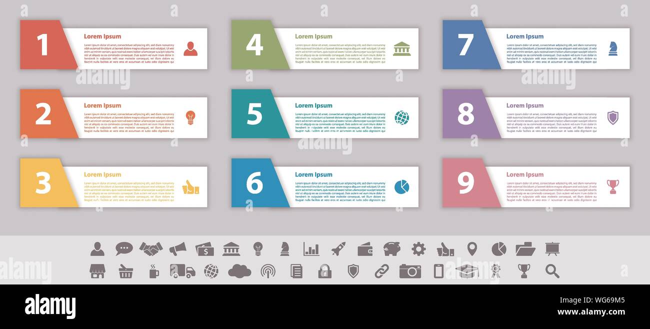Infographic design business concept vector illustration with 9 steps or ...