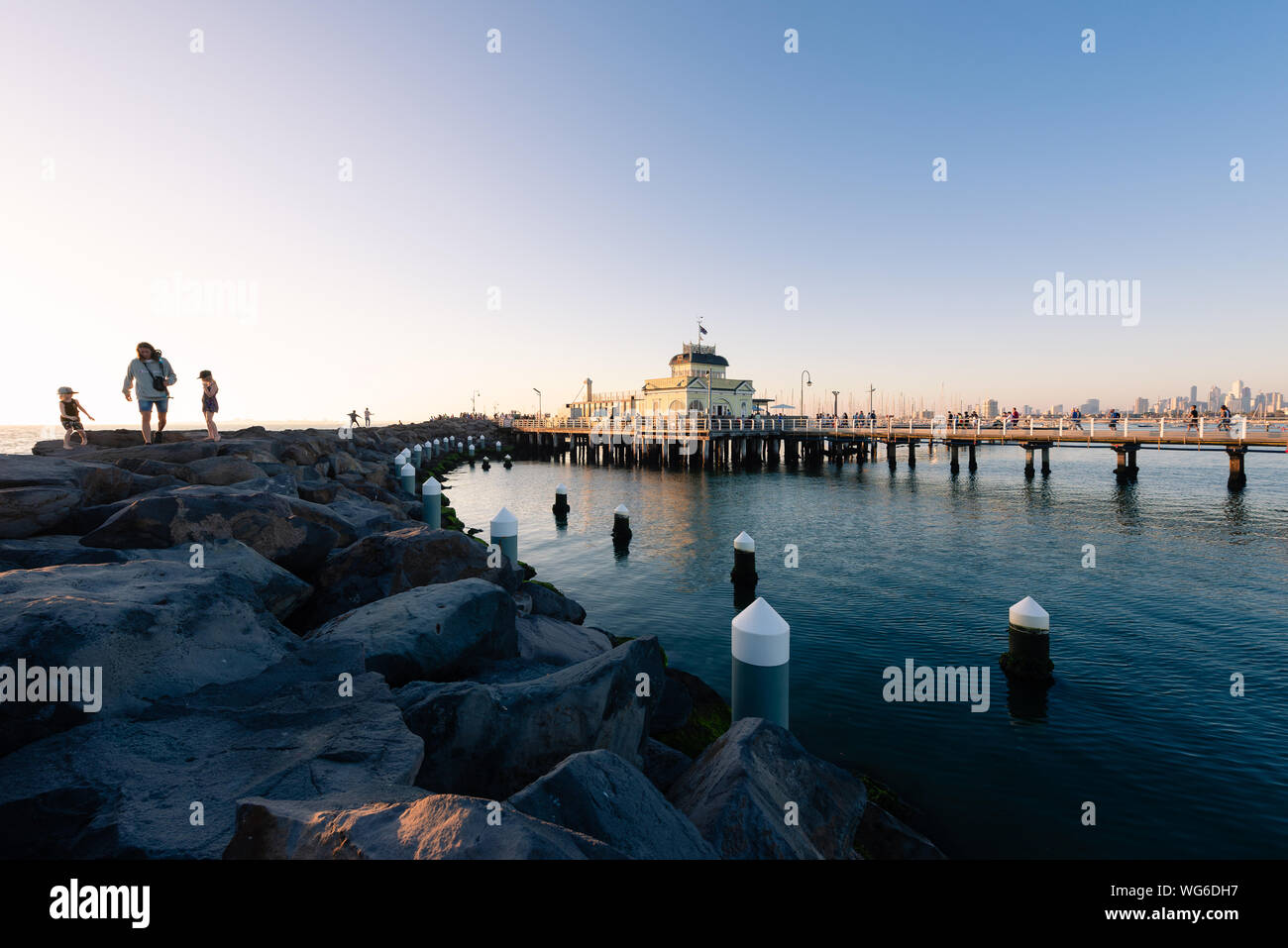 St Kilda Pier And Kiosk At Sunset Stock Photo 268132403 Alamy