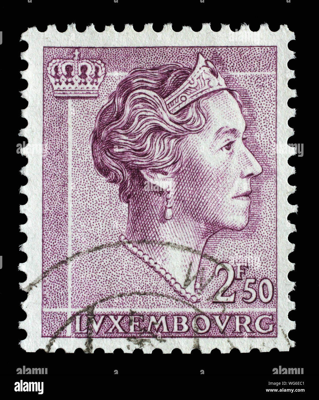 Stamp issued in Luxembourg shows Grand Duchess Charlotte circa 1960. Stock Photo