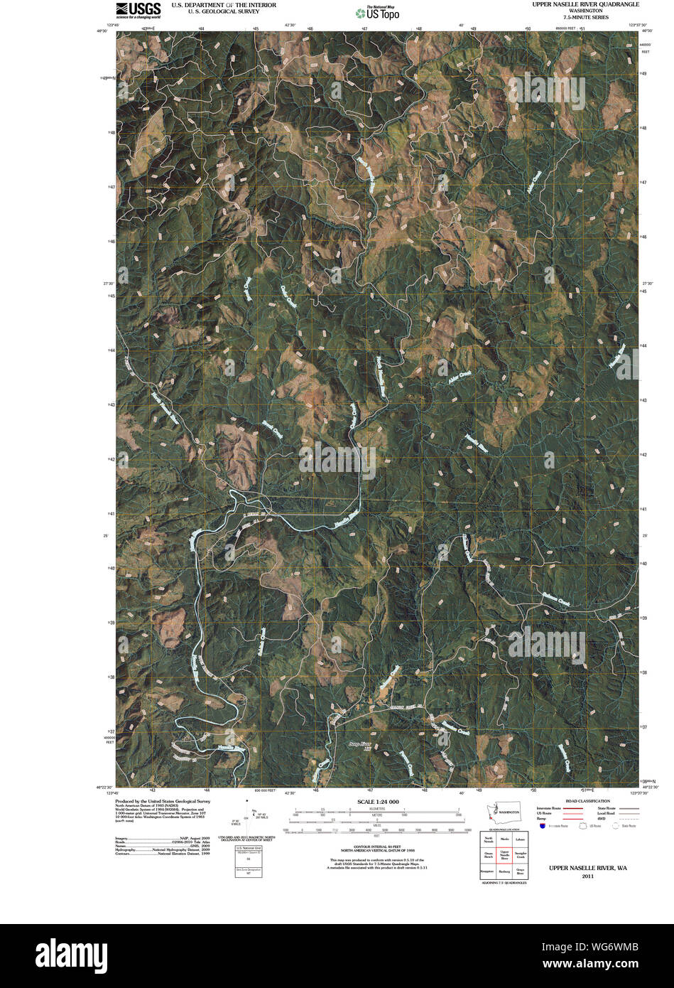 USGS Topo Map Washington State WA Upper Naselle River 20110502 TM