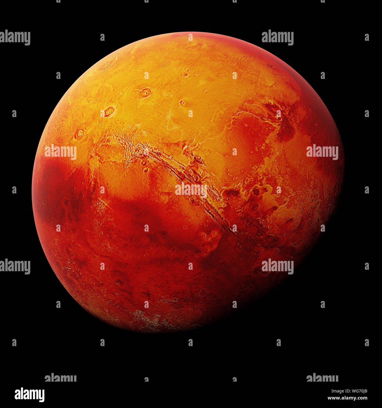 the red Mars isolated on black background, part of the solar