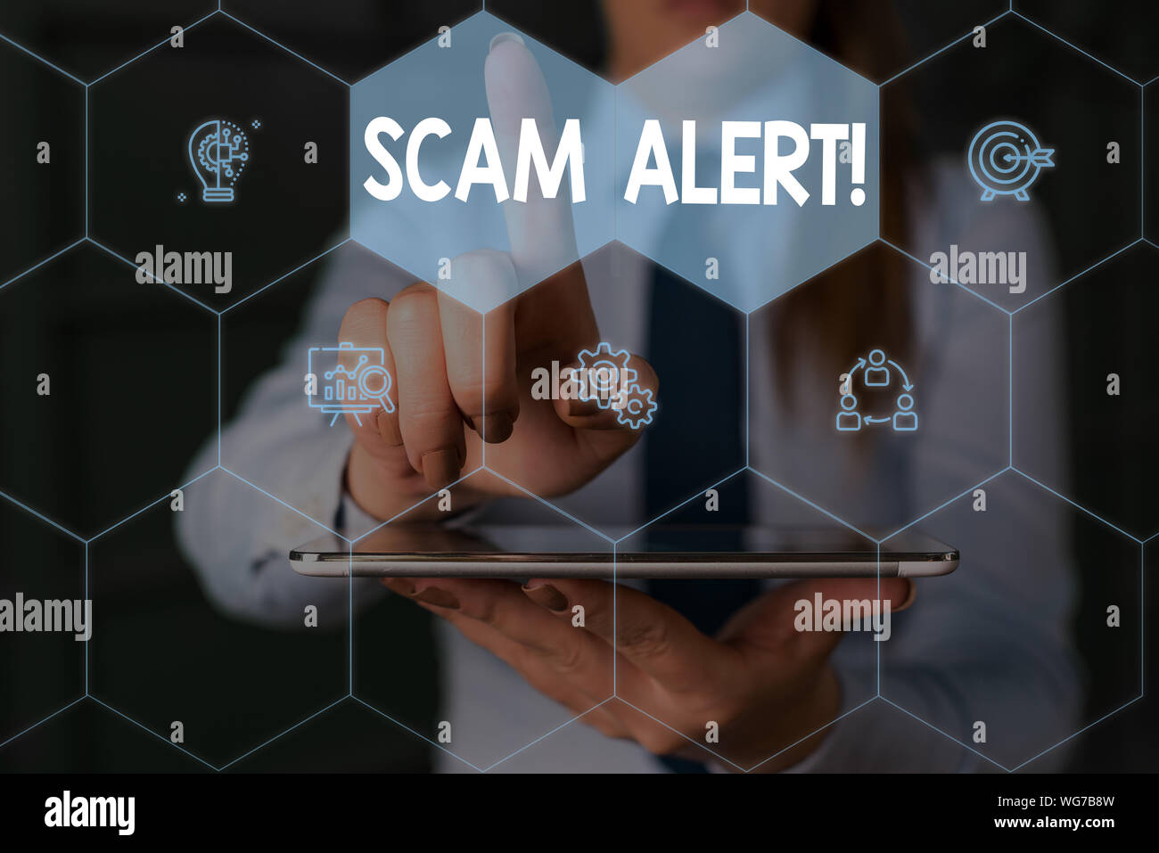 Writing note showing Scam Alert. Business concept for fraudulently ...