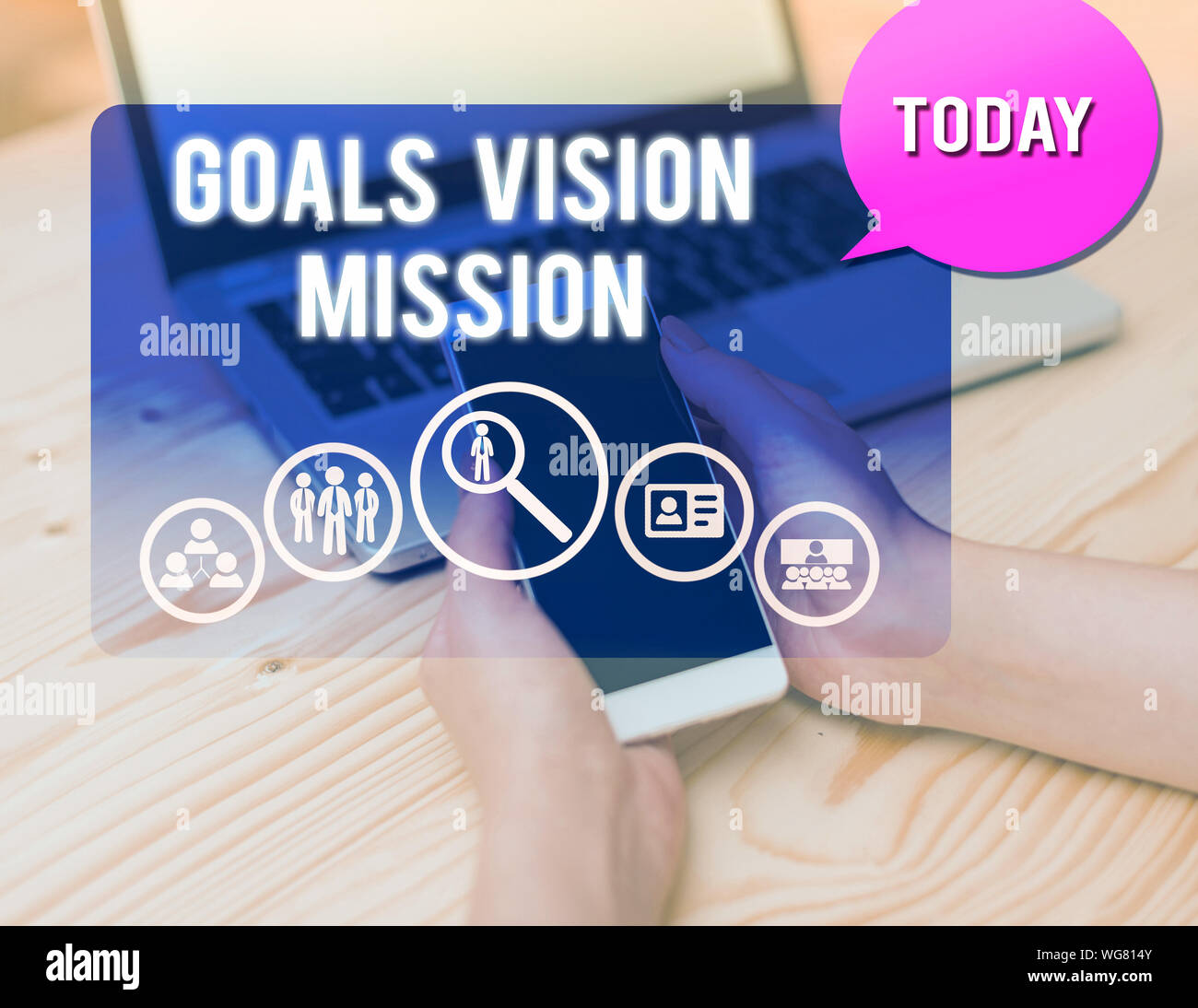Conceptual hand writing showing Goals Vision Mission. Concept meaning ...
