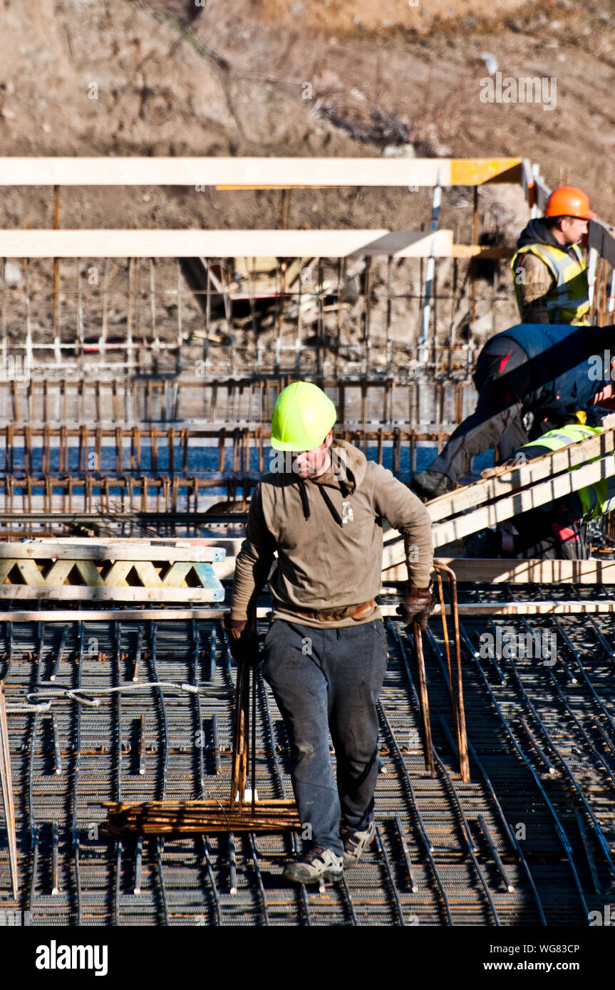 laborers at a construction site Stock Photo