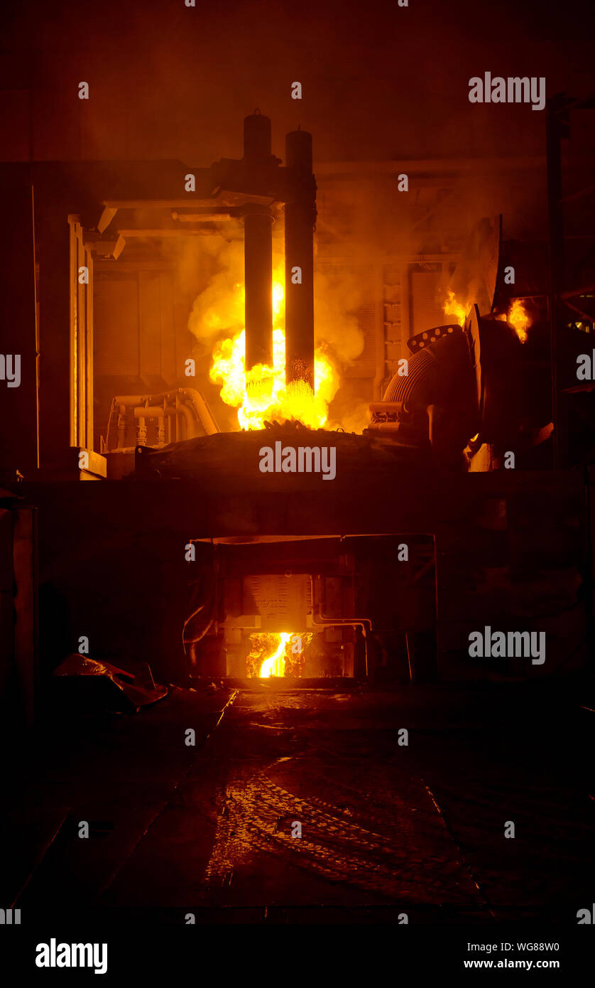 Fire In Metal Industry Stock Photo