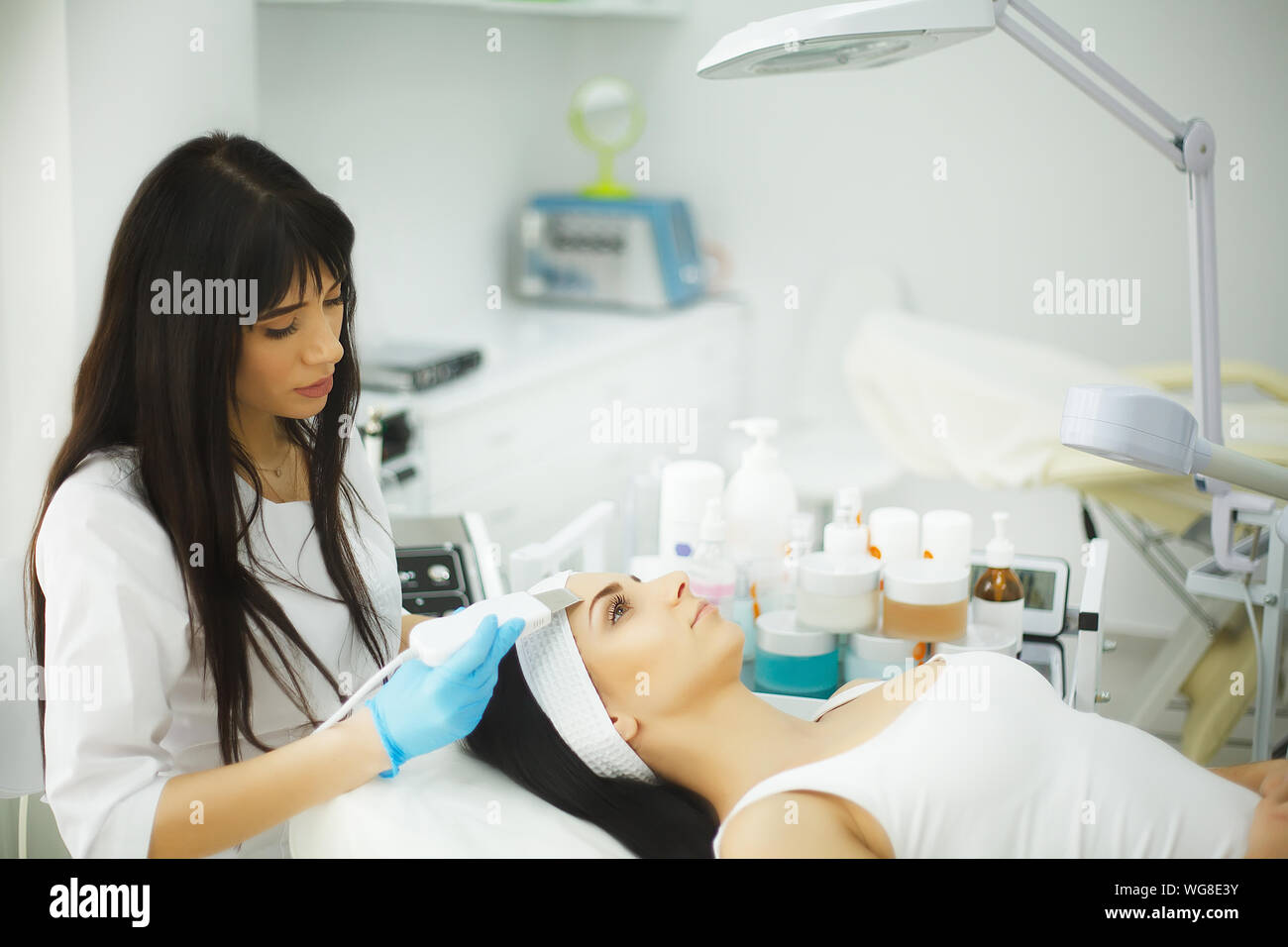 Rejuvenating Facial Treatment Model Getting Lifting Therapy Massage In A Beauty Spa Salon