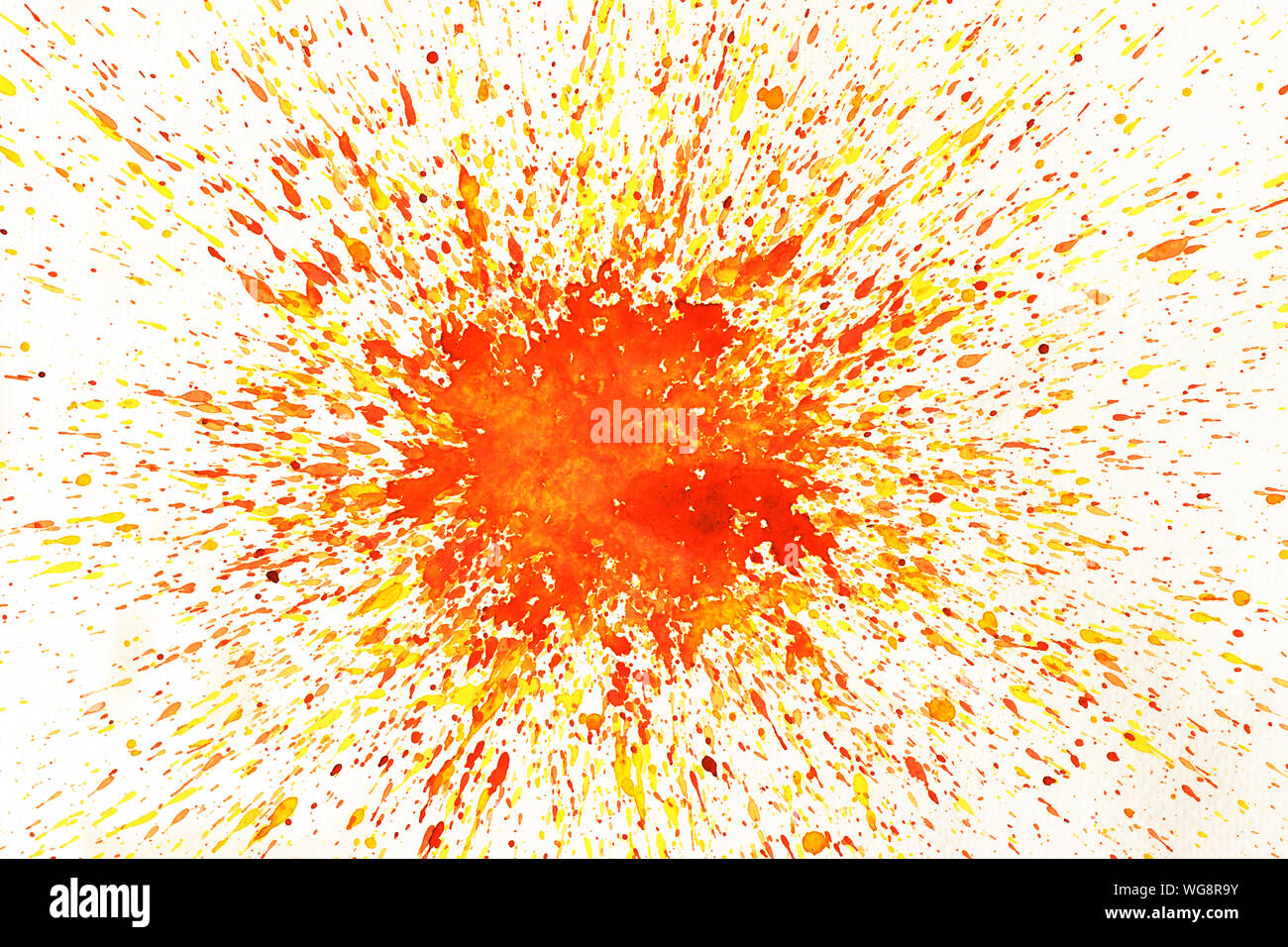 Watery spreading and splashing of red with yellow and orange colored on  white background , Illustration abstract watercolor hand draw Stock Photo -  Alamy