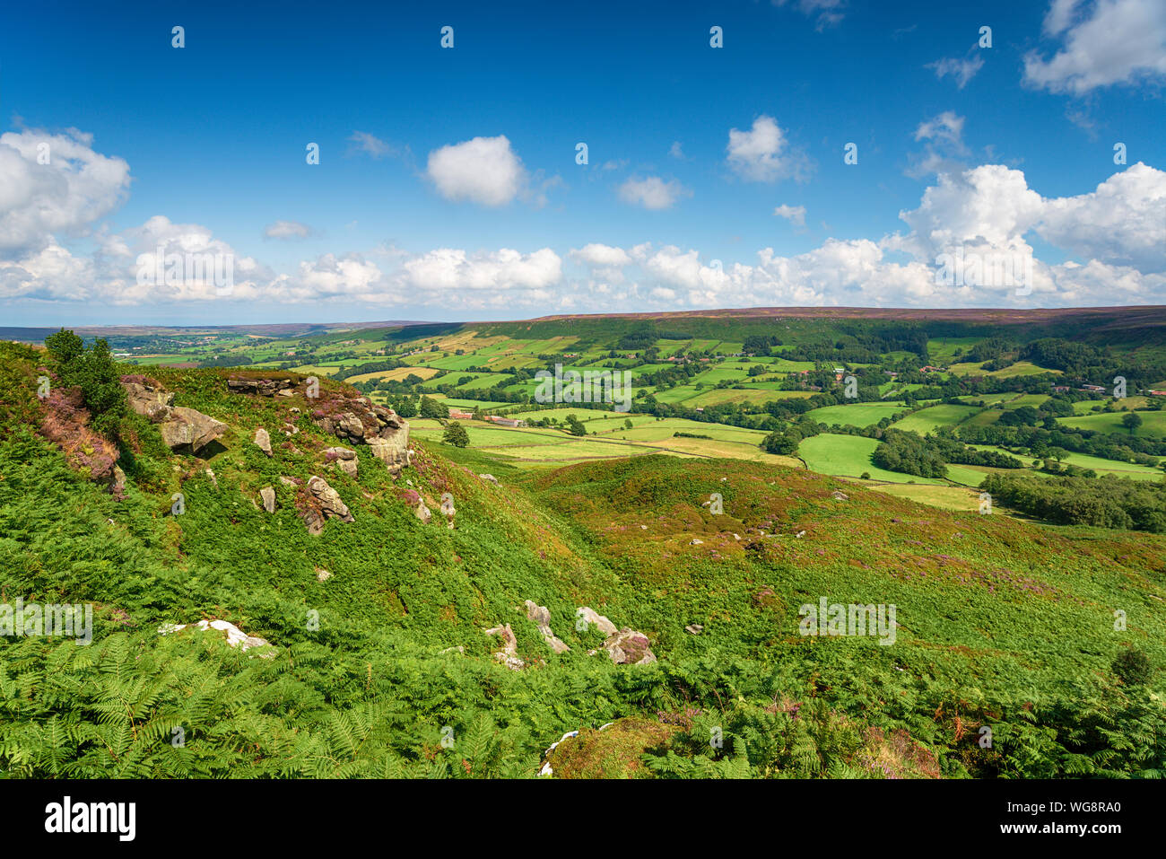 A sunny summer day over Botton in the North York Moors National Park in ...