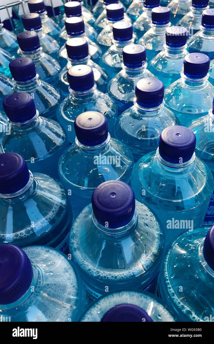 Download High Angle View Of Water Bottles Stock Photo Alamy Yellowimages Mockups