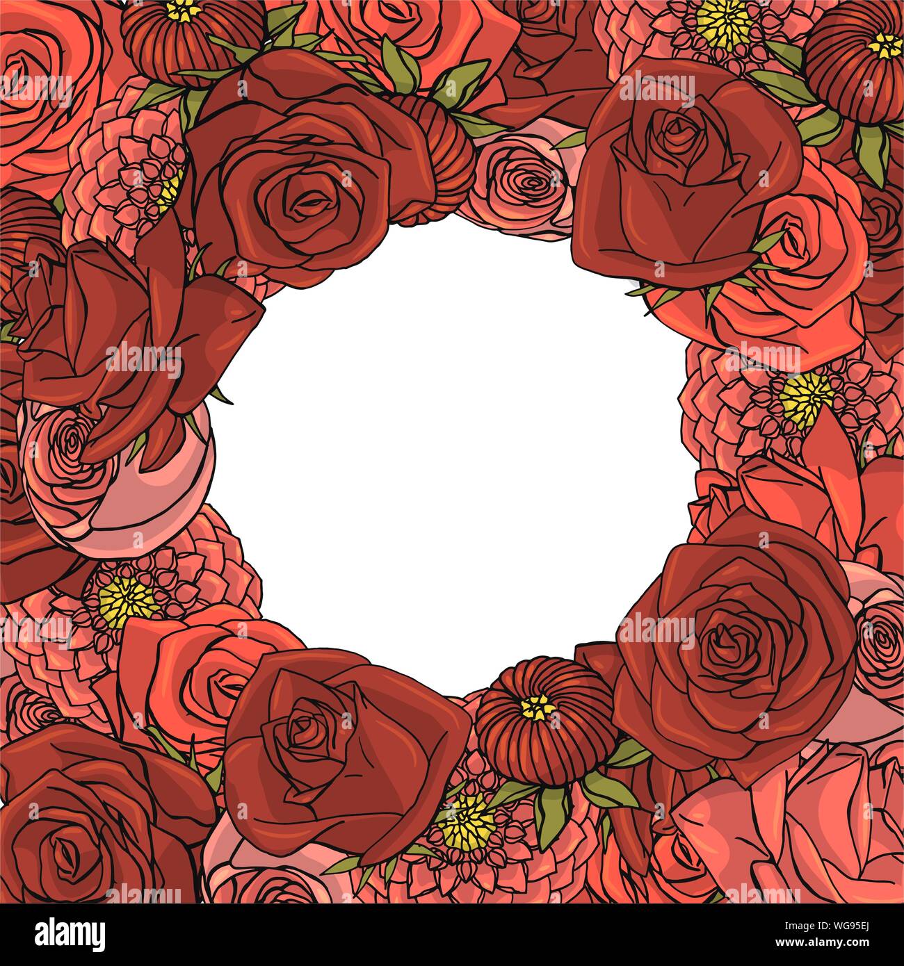 Nature background with rose flowers. Square greeting card template ...