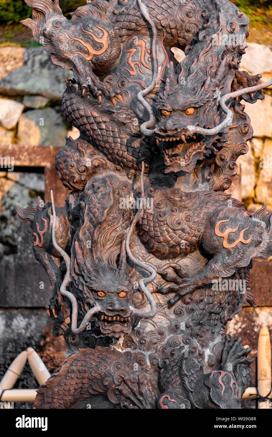 Twin Dragon Statue, Kiyomizu-dera Temple, Buddhist Temple, Kyoto, Japan Stock Photo