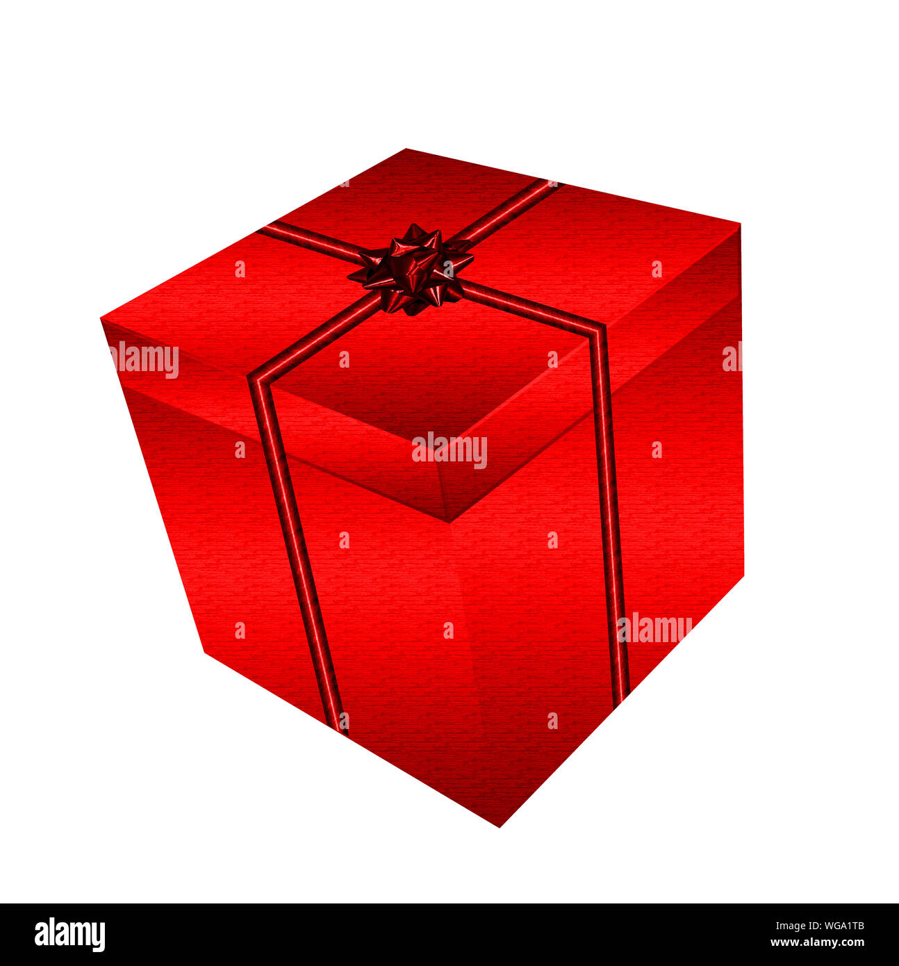 Red gift pack with ribbon and rosette Stock Photo