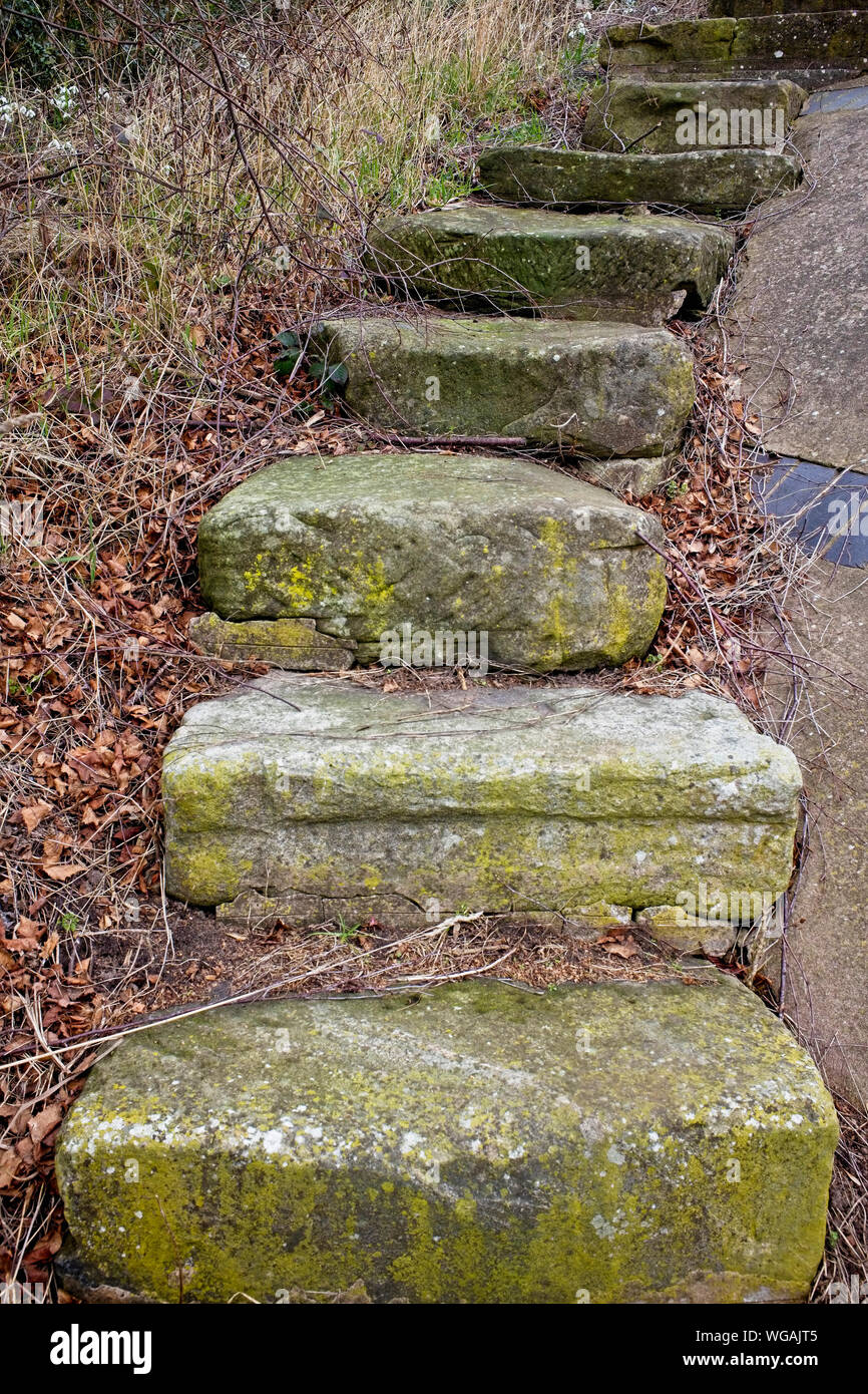 Natural Stone Slabs Made Into Steps In Cheshire Uk Stock Photo Alamy