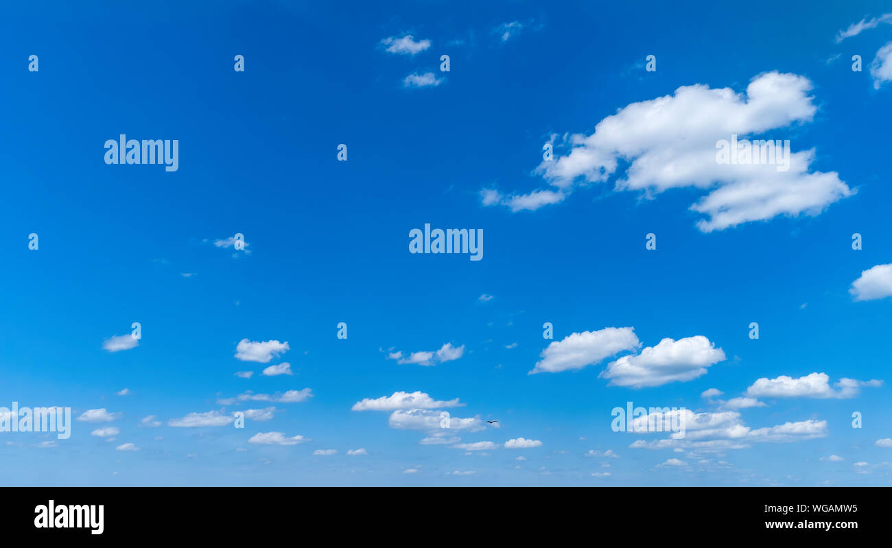 White Fluffy Clouds Floating in the Bright Blue Skies on a Summer Day ...