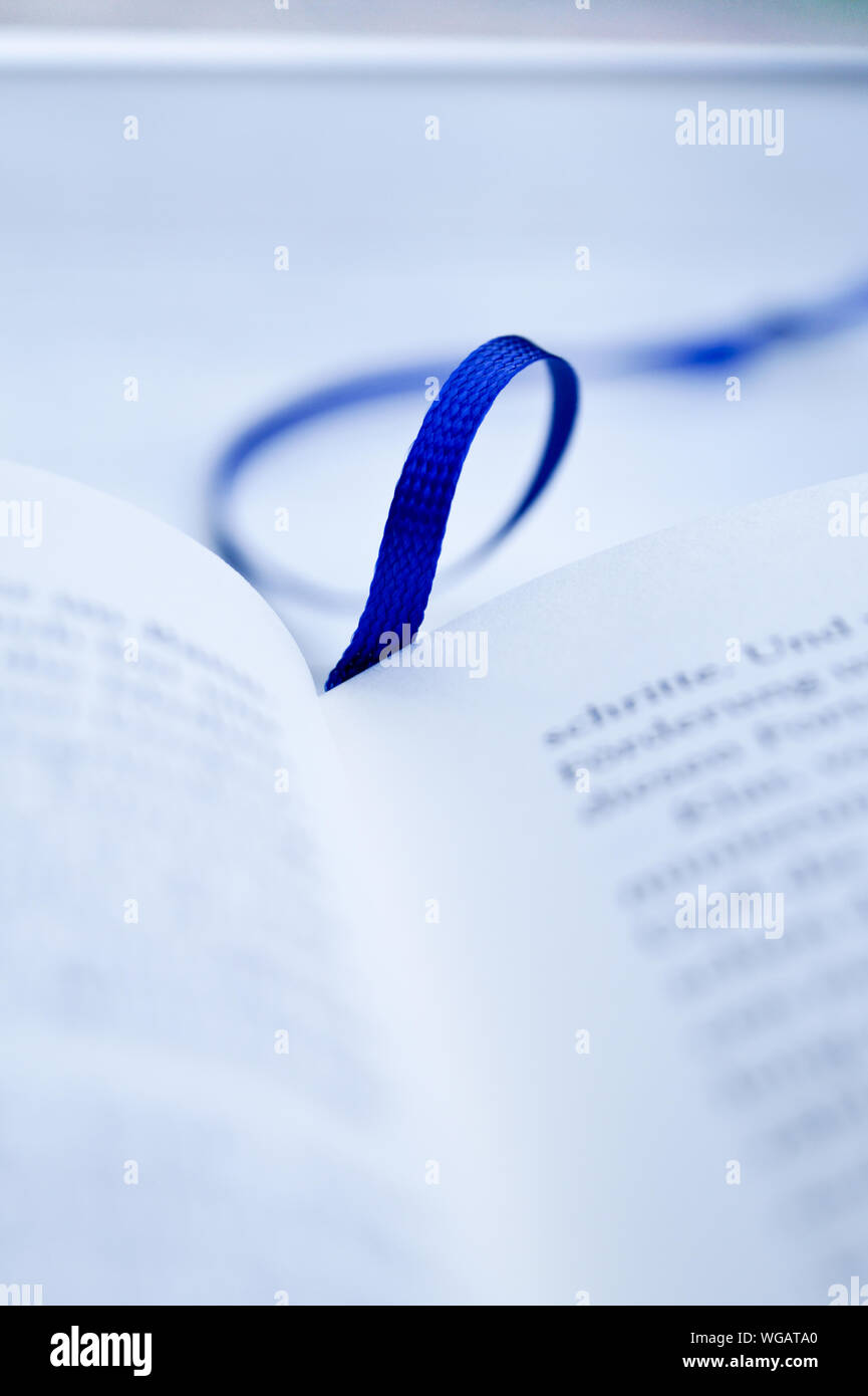 Close-up Of Book With Bookmark Stock Photo