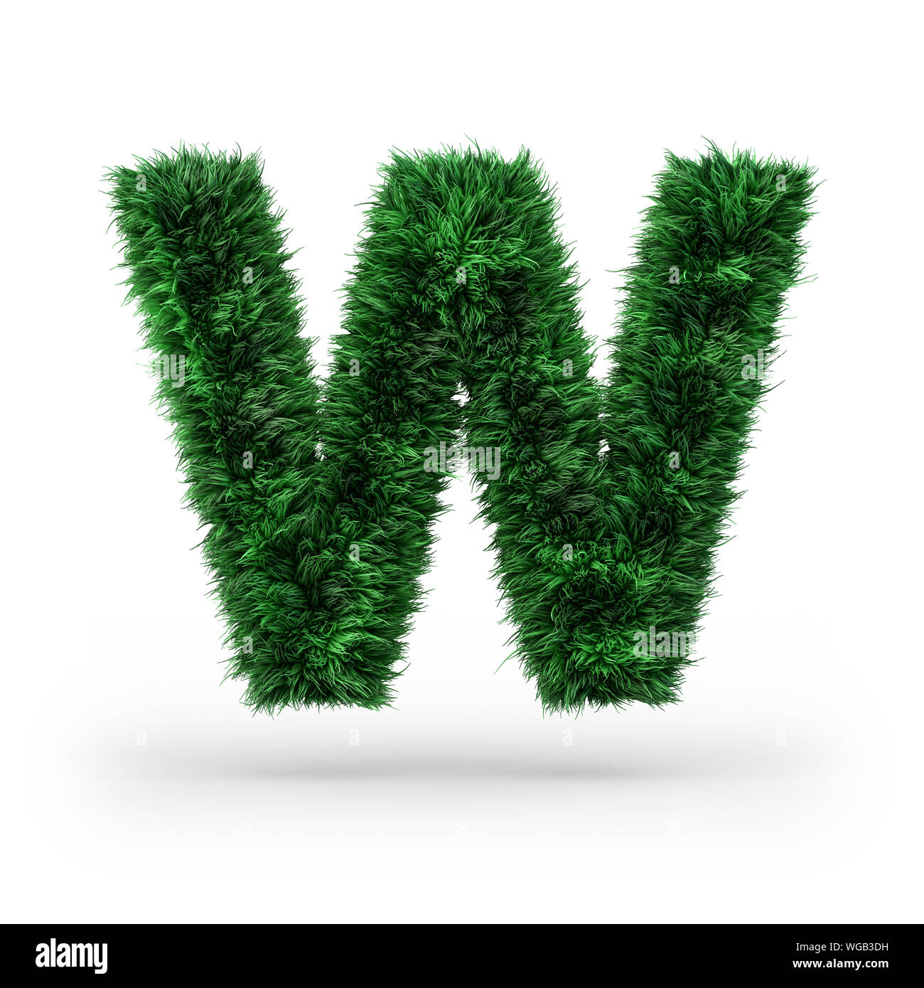 Uppercase green and ecology font. Letter W. 3D rendering Stock Photo ...