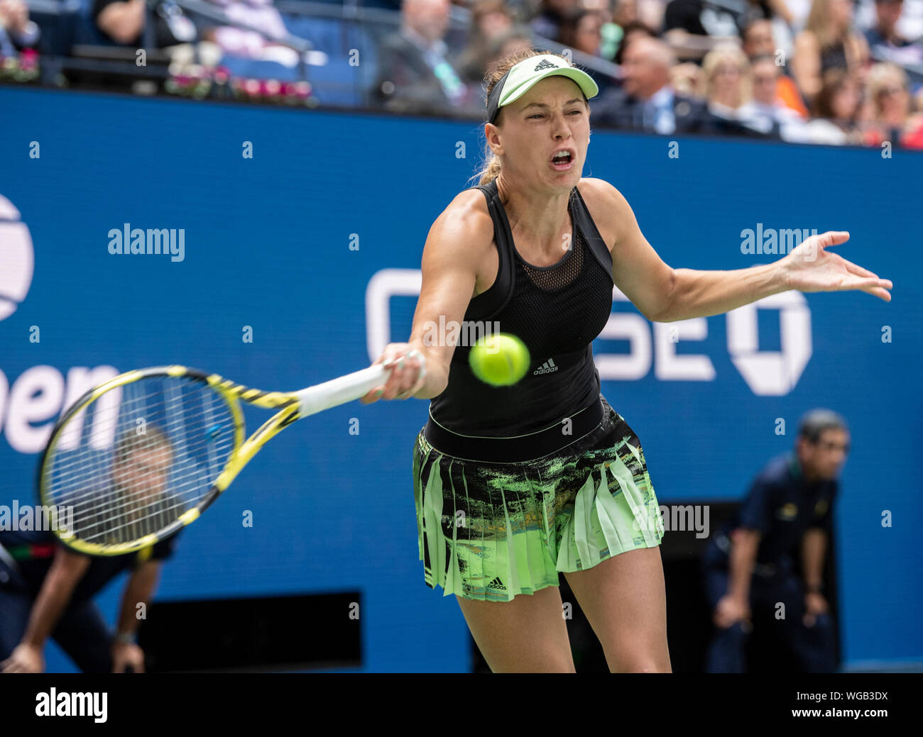 New York, USA. 31st Aug, 2019. August 31, 2019: Caroline Wozniacki (DEN)  loses to Bianca Andreescu (CAN) 6-4, at the US Open being played at Billie  Jean King National Tennis Center in