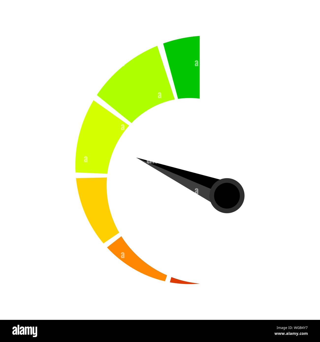 Vertical colored speedometer or barometer indicator. Illustration
