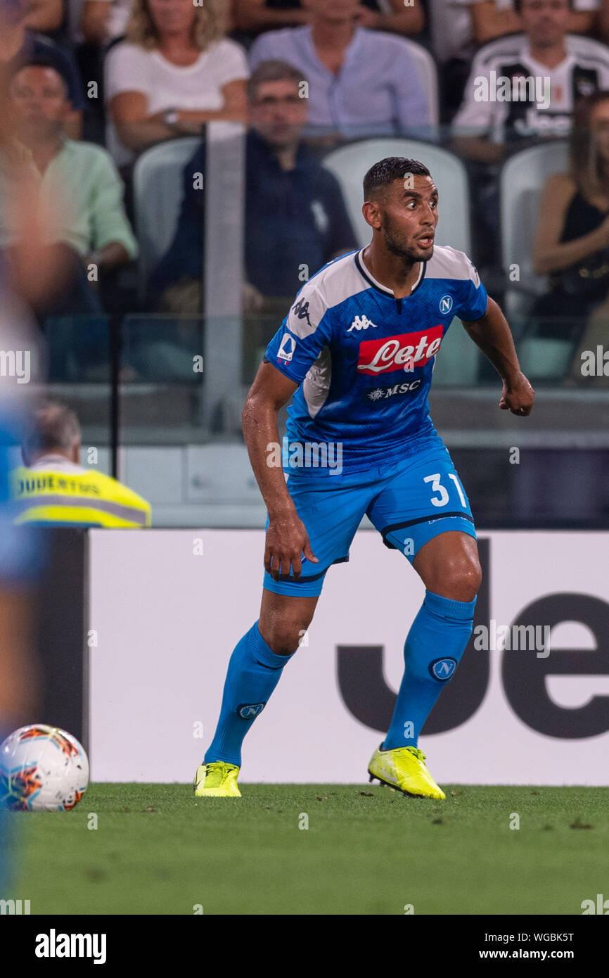 Faouzi Ghoulam (Napoli) during the Italian 'Serie A' match between Juventus 4-3 Napoli at Allianz Stadium on August 31, 2019 in Torino, Italy. Credit: Maurizio Borsari/AFLO/Alamy Live News Stock Photo