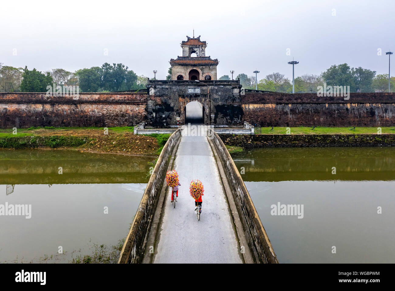 Thanh Tien traditional paper flower on Hue Citadel, Unesco World Heritage Site.The ancient capital of Hue, Vietnam Stock Photo