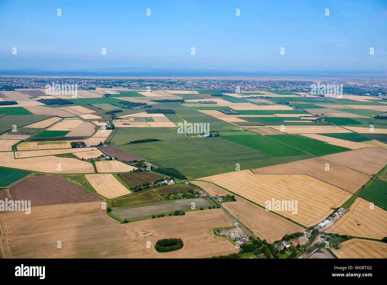 Field patterns in the Fylde region, North best england, UK Stock Photo