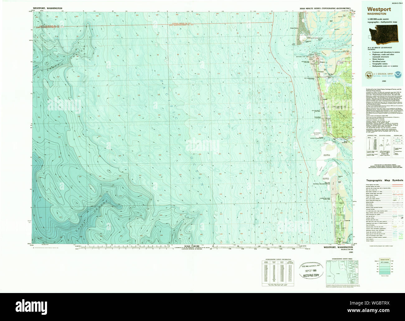USGS Topographic Map of Westport, Washington - 1989