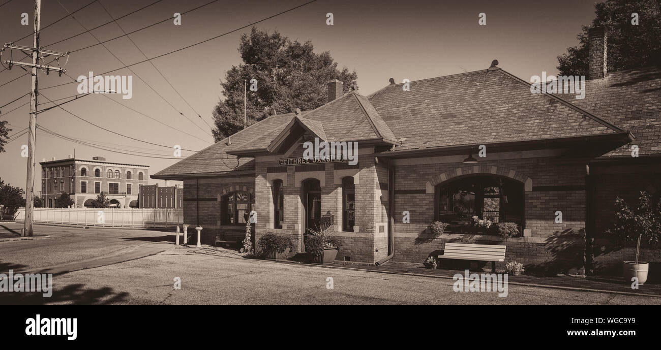 Old Train Station in downtown Three Oaks, Michigan Stock Photo Alamy