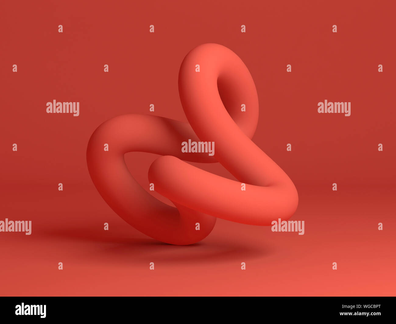 Geometrical representation of torus knot. Abstract red installation. 3d rendering illustration Stock Photo