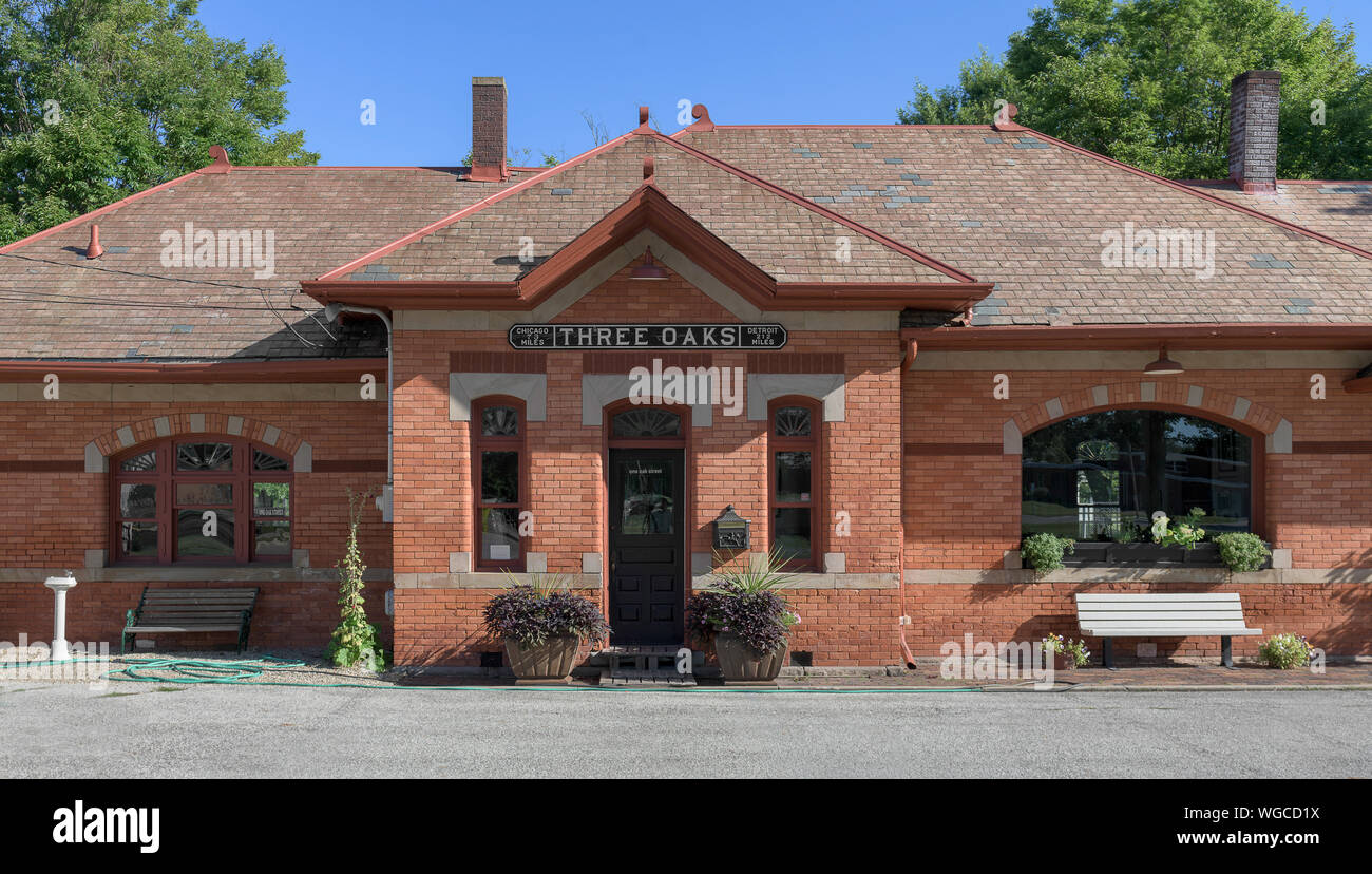 Old Train Station in downtown Three Oaks, Michigan Stock Photo Alamy