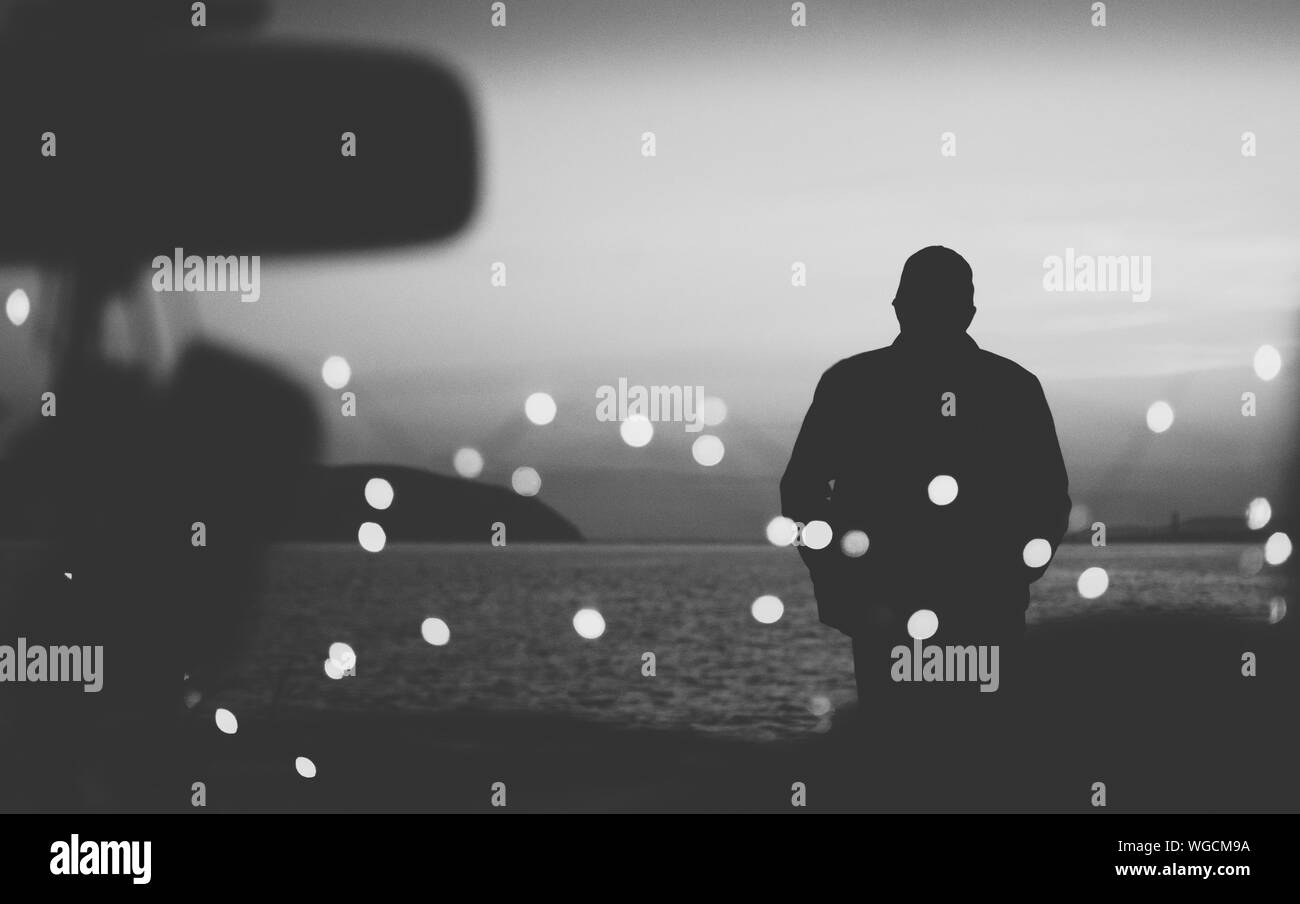 Rear view man silhouette Black and White Stock Photos & Images - Alamy
