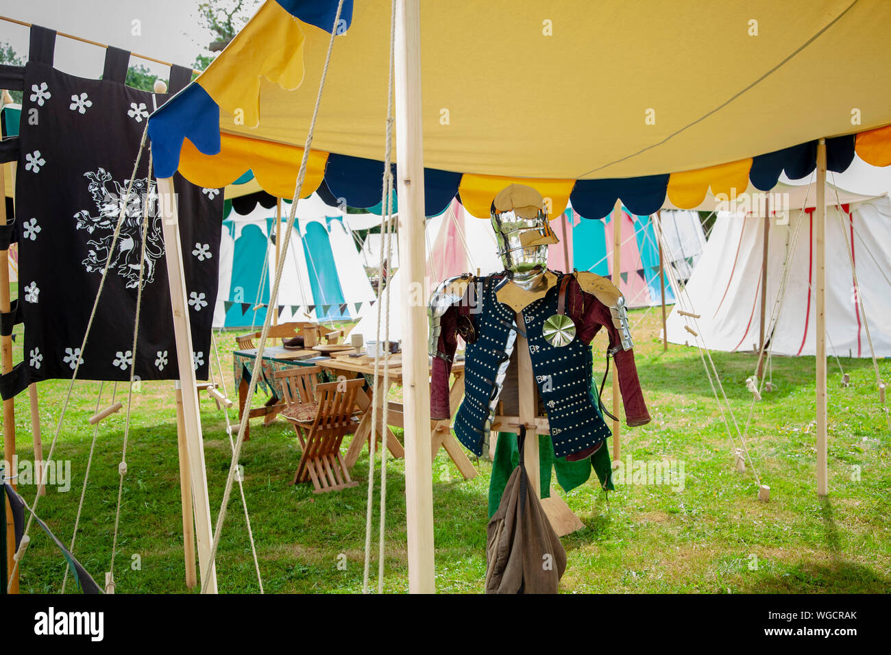 Medieval Armour & Camp Life - Tewkesbury Medieval Festival 2019 Stock Photo