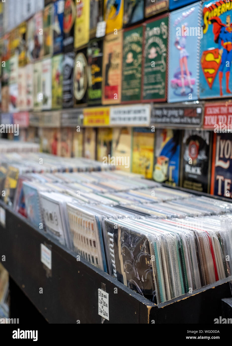 Vintage vinyl sale in store at The Stables market, Camden, London UK Stock - Alamy