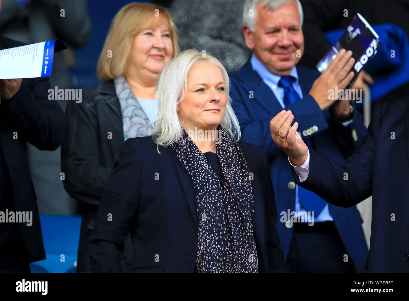 Director at Everton Football Club Denise Barrett-Baxendale in the stands during the Premier League match at Goodison Park, Liverpool. Stock Photo