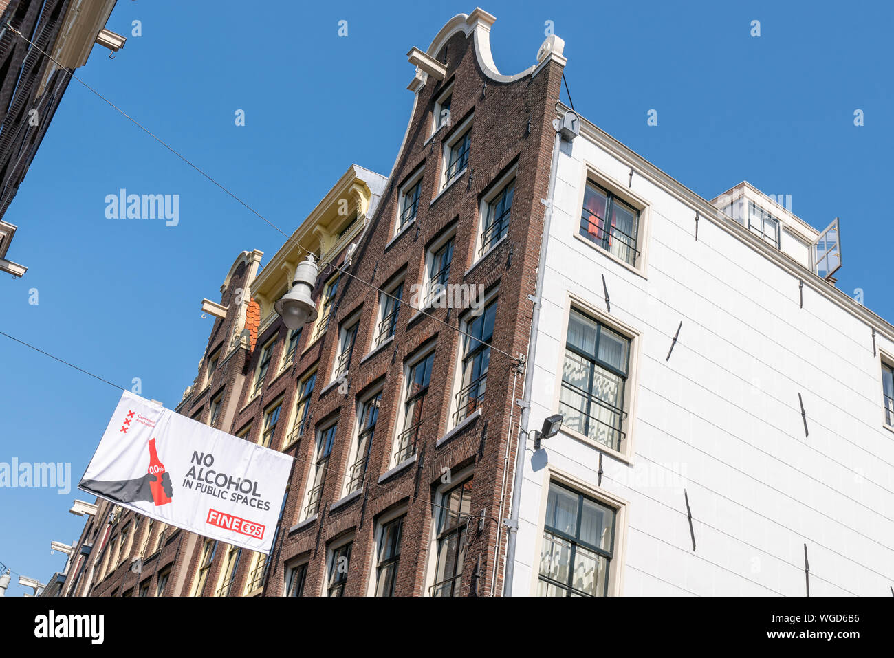 No alcohol sign in the center of Amsterdam, the Netherlands Stock Photo