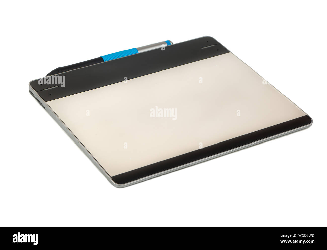 Small graphic tablet with pen isolated on white background Stock Photo