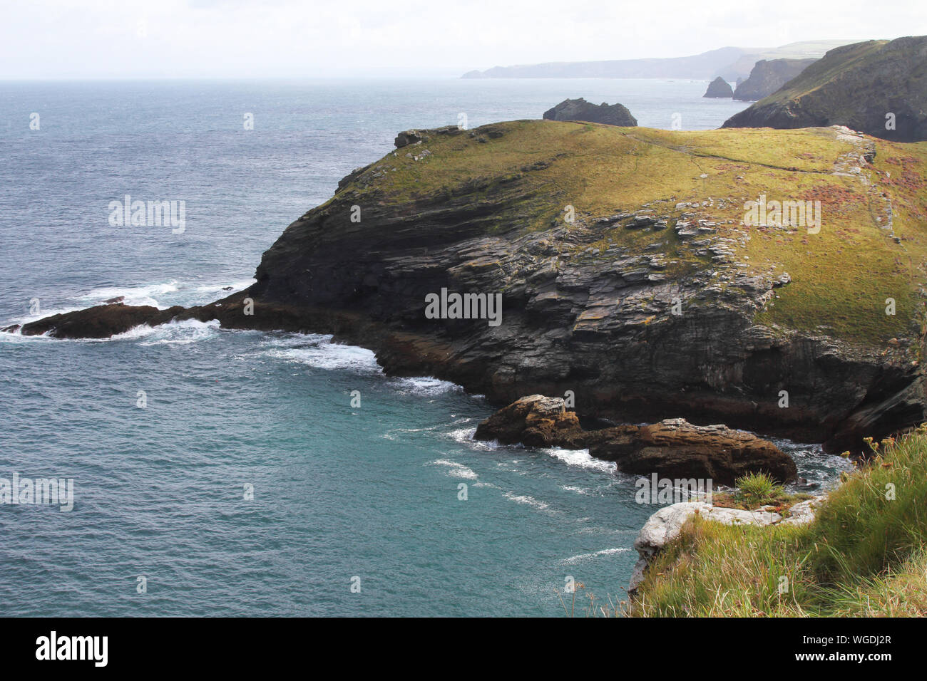 Views of coastline from Tintagel Castle area, on North Coast of Cornwall Stock Photo