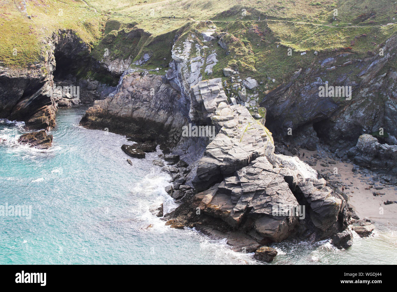 Views of coastline from Tintagel Castle area, on North Coast of Cornwall Stock Photo