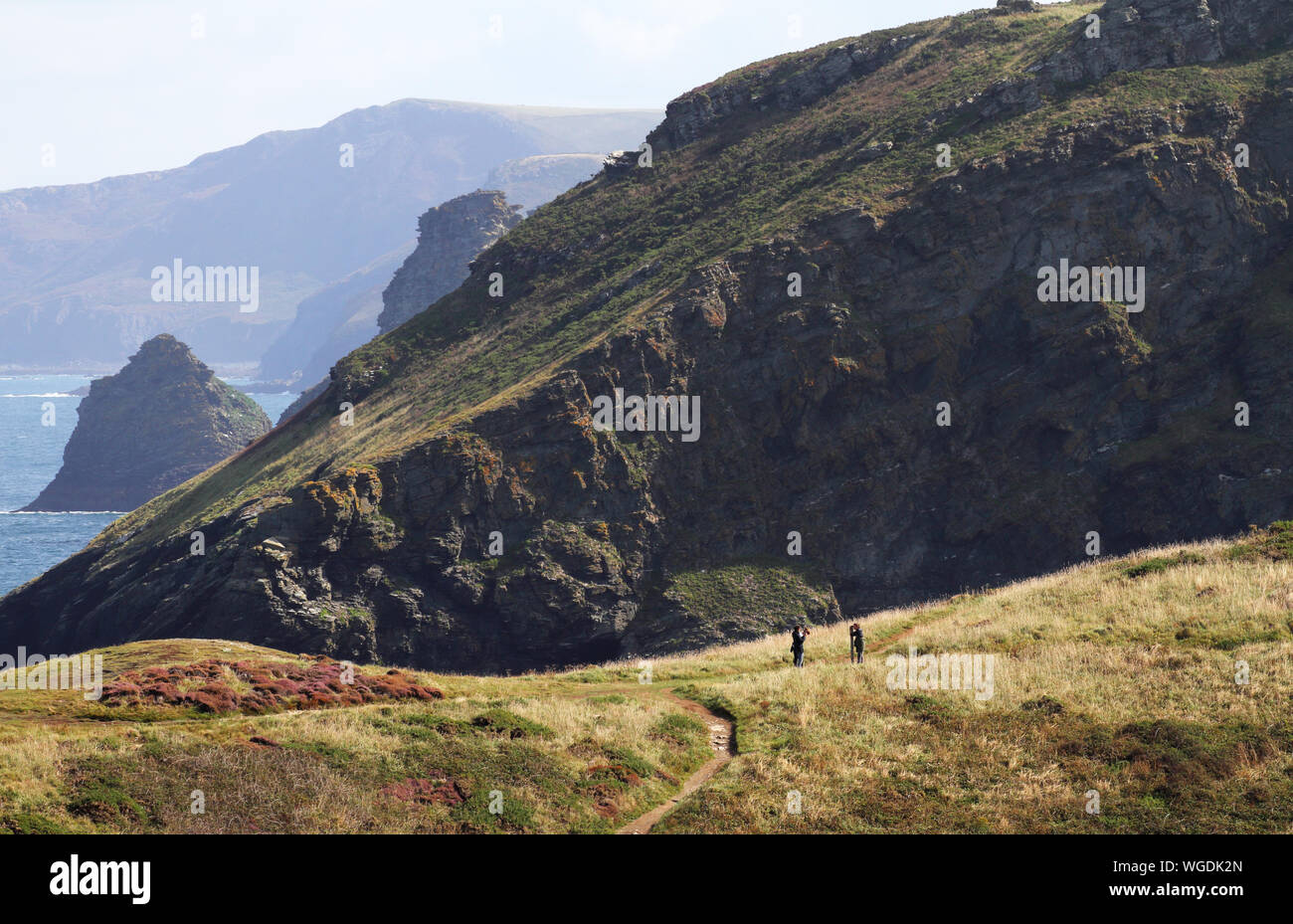 Views of coastline from Tintagel Castle area, on North Coast of Cornwall Stock Photo