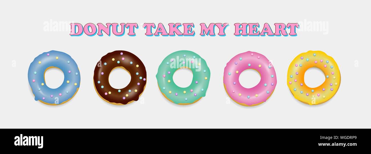 Donut set. Hand drawn bakery design pop art Stock Vector Image & Art ...