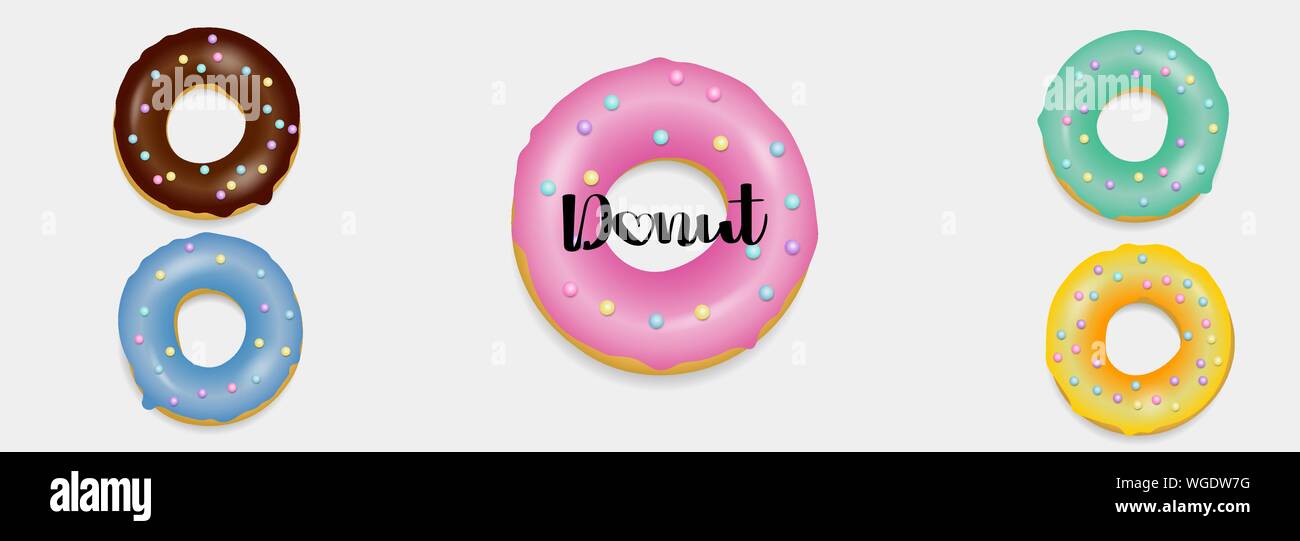 Donut set. Hand drawn bakery design pop art Stock Vector Image & Art ...