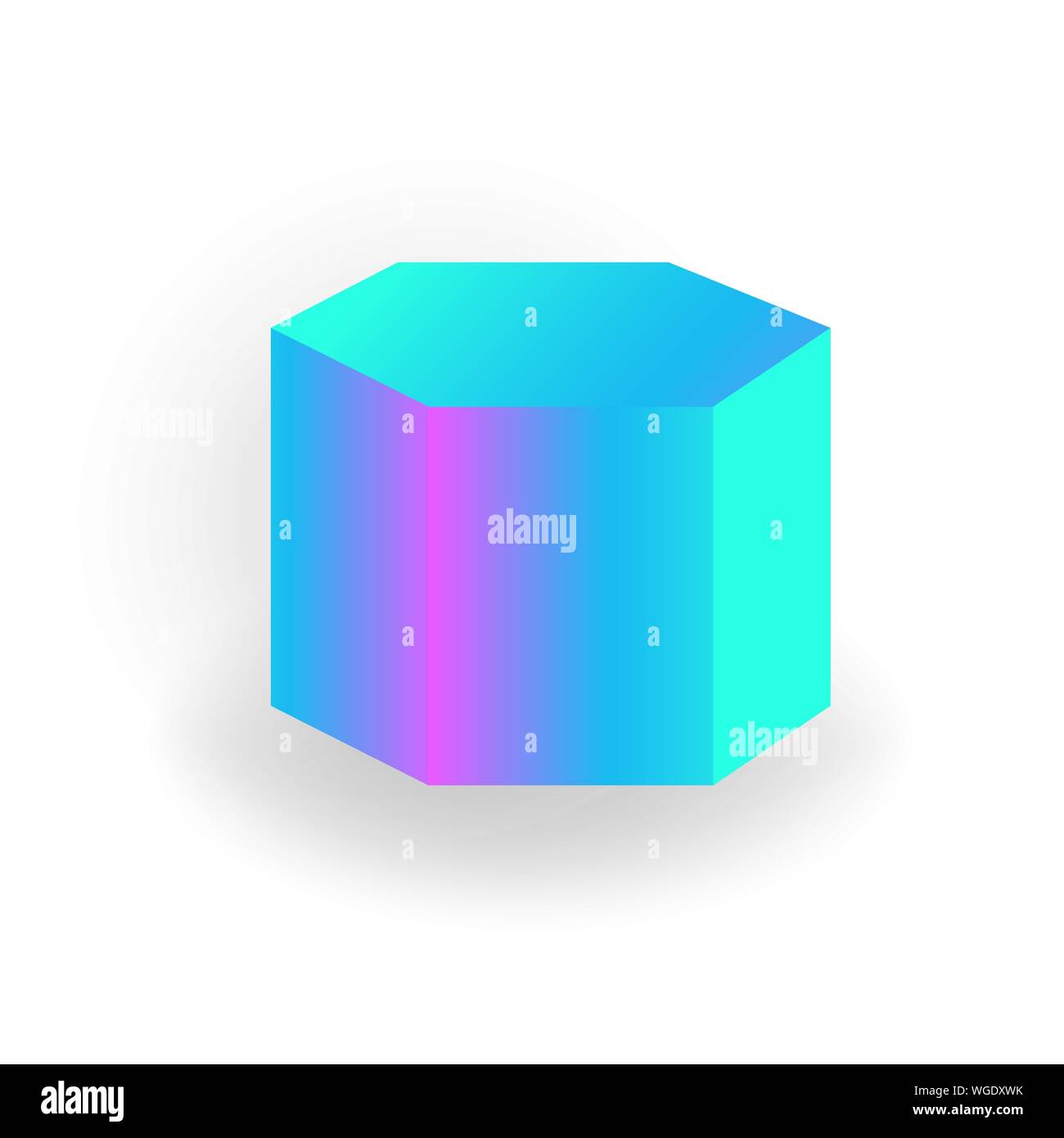 hexagon prism - 3D geometric shape with holographic gradient isolated on white background vector Stock Vector