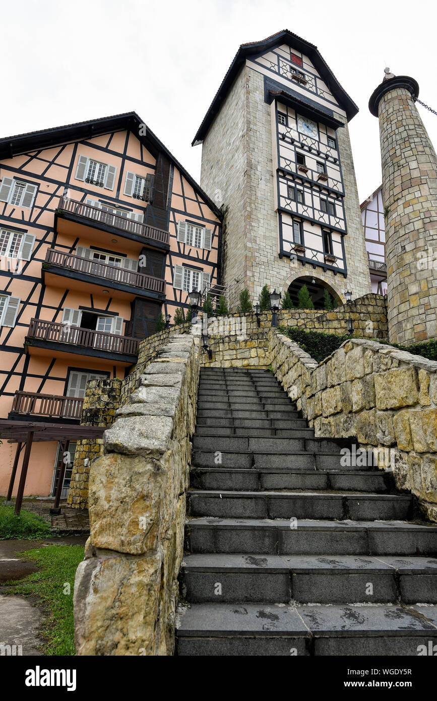 The architecture around Colmar Tropicale at Bukit Tinggi, Pahang, Malaysia - Colmar Tropicale is a french themed resort, which is a replica of a 16th Stock Photo